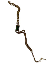 Elegant Green Diamond Rectangle Dual-Strand Chain Bracelet